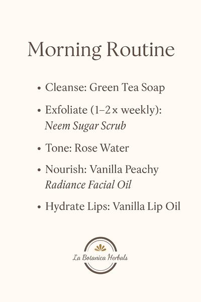 La Botanica Herbals Morning Routine – Natural Glow with Green Tea, Rose Water & Vanilla Oils